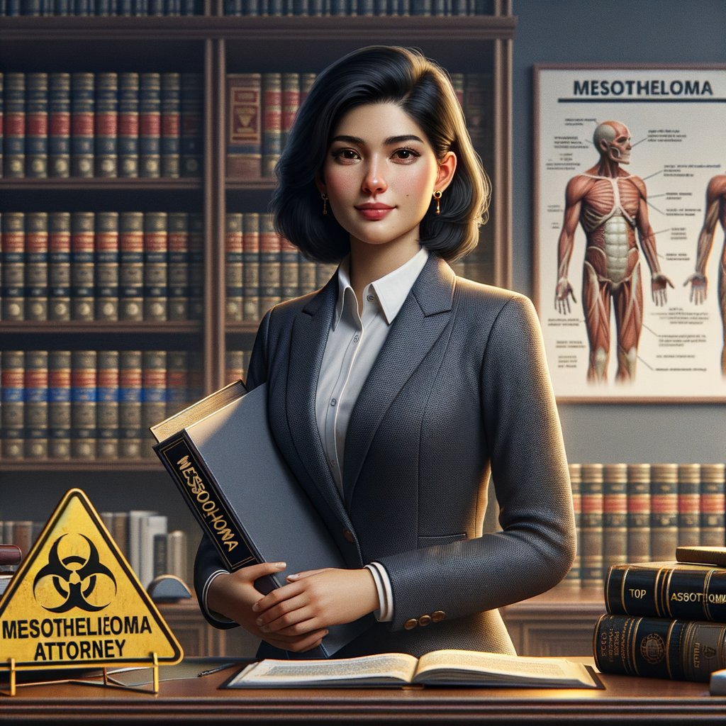 Professional mesothelioma attorney in a law office with legal books and a medical chart discussing asbestos lawsuit represent